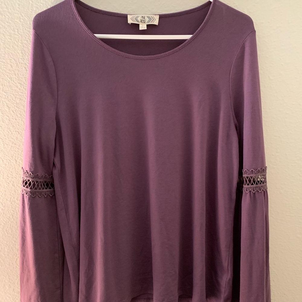 Pink Rose Bell-Sleeve Blouse